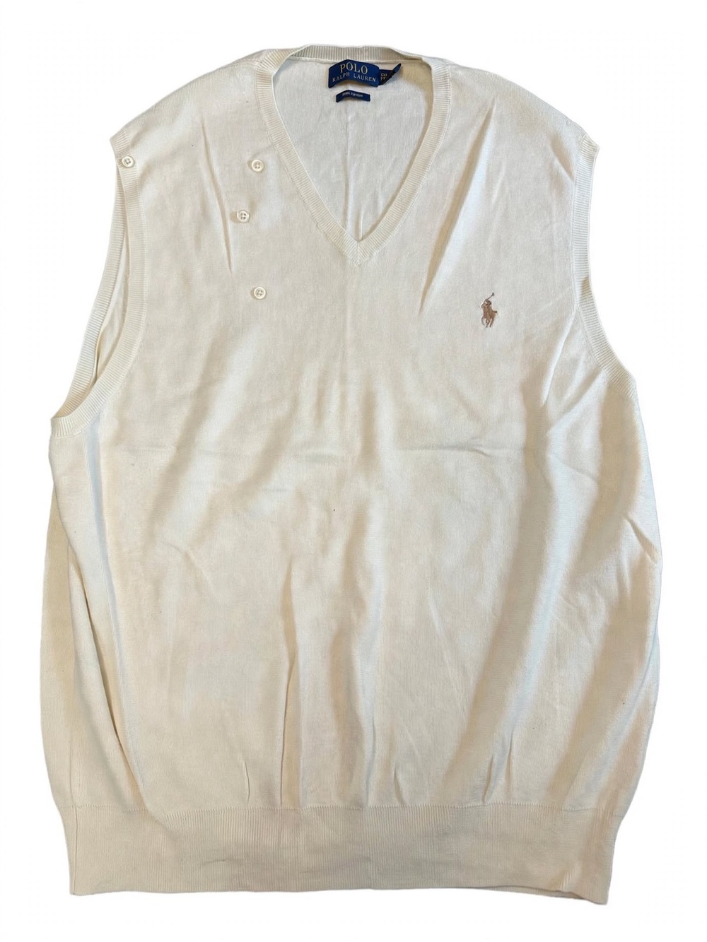 Polo by Ralph Lauren Cream V-Neck Button-Shoulder Sweater Vest